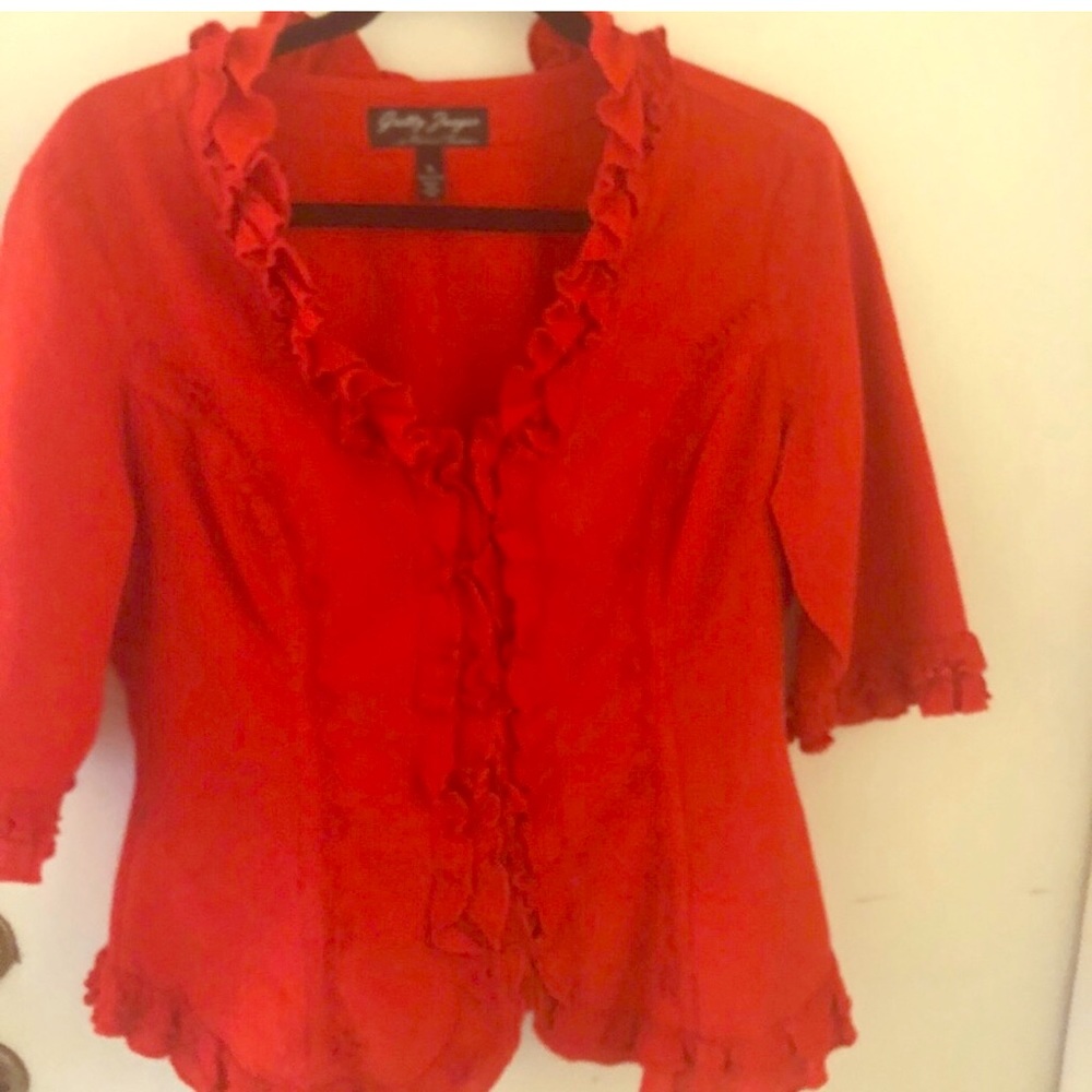 Gretty Ziegler Red Ruffle Top